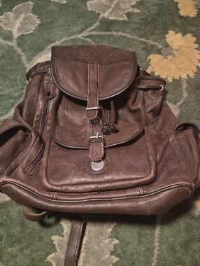 Men's Brown Leather Backpack - Classic Casual Rucksack